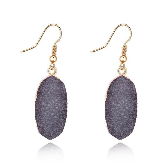 Jewelry - 3/$25 New Grey & Gold Druzy Dangle Earrings